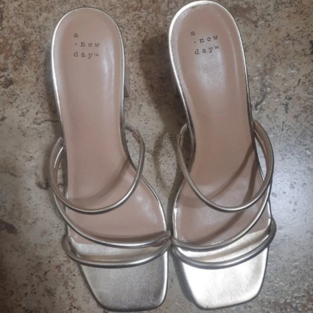 Elegant Silver Block Heel Sandals